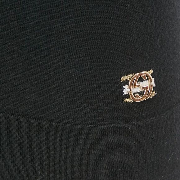 Gucci Black Stretch Knit V-Neck Sleeveless Top S